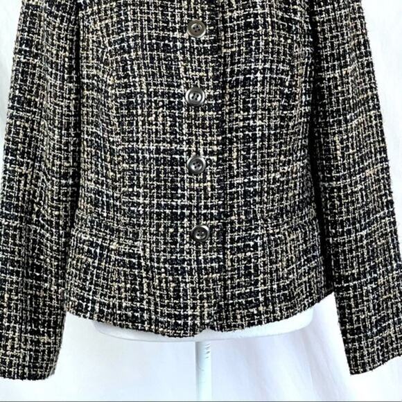 Christopher & Banks Tweed Blazer Jacket with Metallic Black Threads Size M - Picture 3 of 12